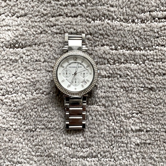 Silver Michael Kors Watch with Diamonds - Picture 1 of 4